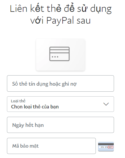 Liên kết thẻ với Paypal