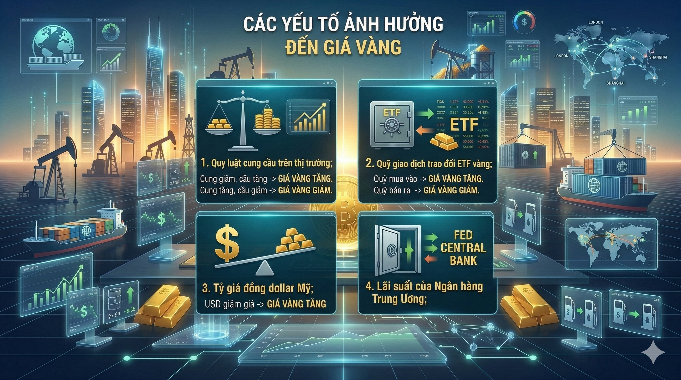 Các yếu tố ảnh hưởng đến giá vàng