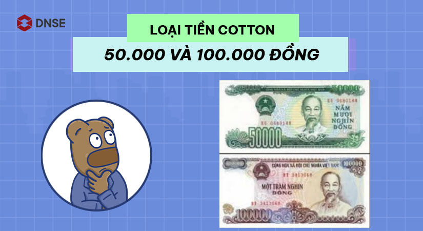 Tiền cotton loại 50.000 đồng và 100.000 đồng 