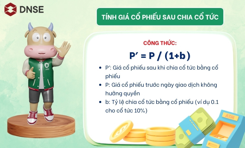 Công thức tính giá cổ phiếu sau khi chia cổ tức bằng cổ phiếu