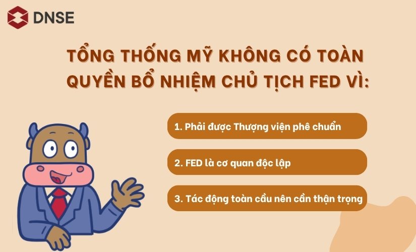 Tổng thống MỸ không CÓ toàn quyền bổ nhiệm chủ tịch FED