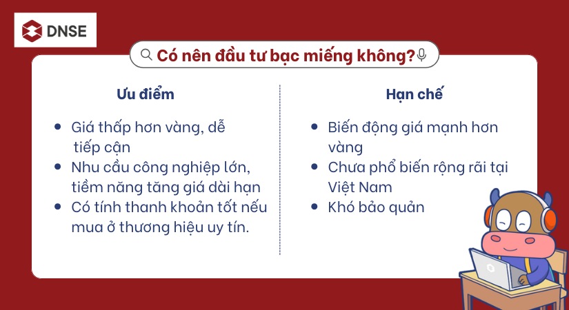 Ưu điểm và hạn chế của việc đầu tư bạc miếng