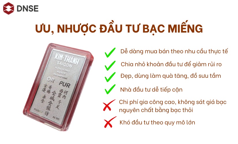 Ưu nhược điểm đầu tư bạc miếng