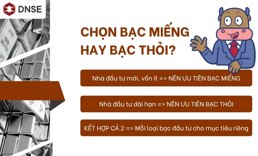 Nên chọn bạc miếng hay bạc thỏi khi đầu tư?