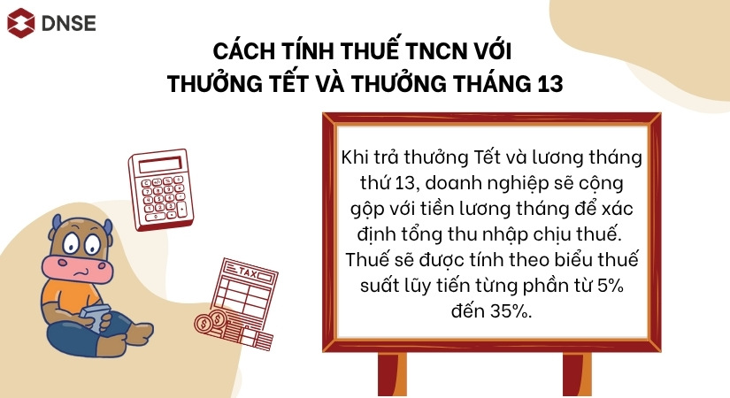 Cách tính thuế TNCN với thưởng Tết và thưởng tháng 13
