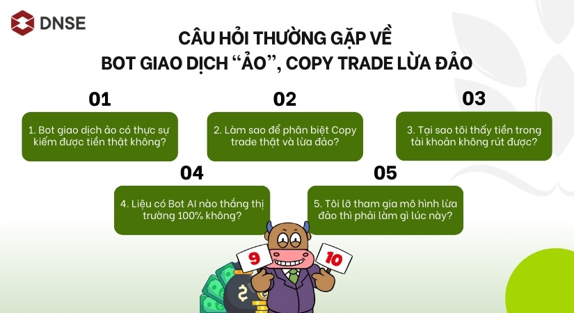 Câu hỏi thường gặp về Bot giao dịch “ảo”, copy trade lừa đảo