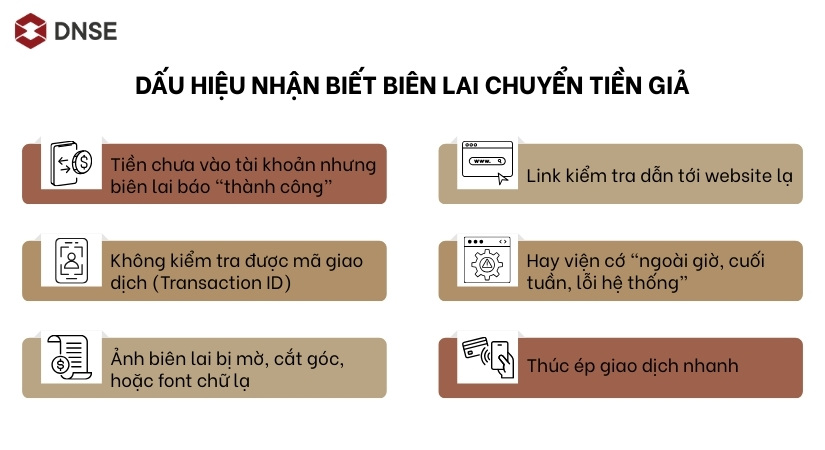 Dấu hiệu nhận biết biên lai chuyển tiền giả