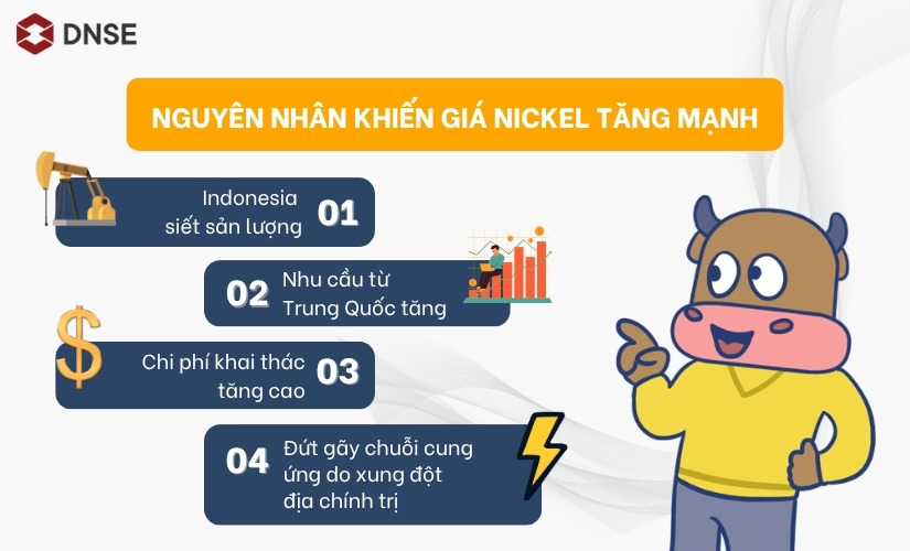 Nguyên nhân khiến giá nickel tăng mạnh