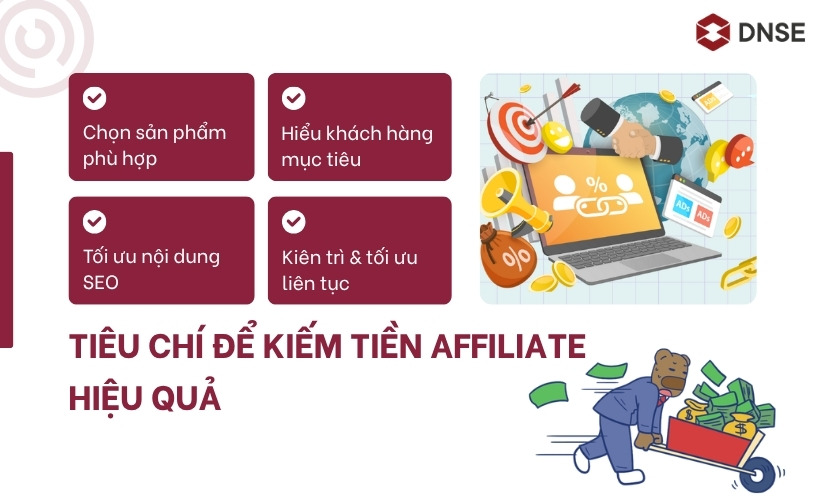 Tiêu chí để kiếm tiền Affiliate hiệu quả