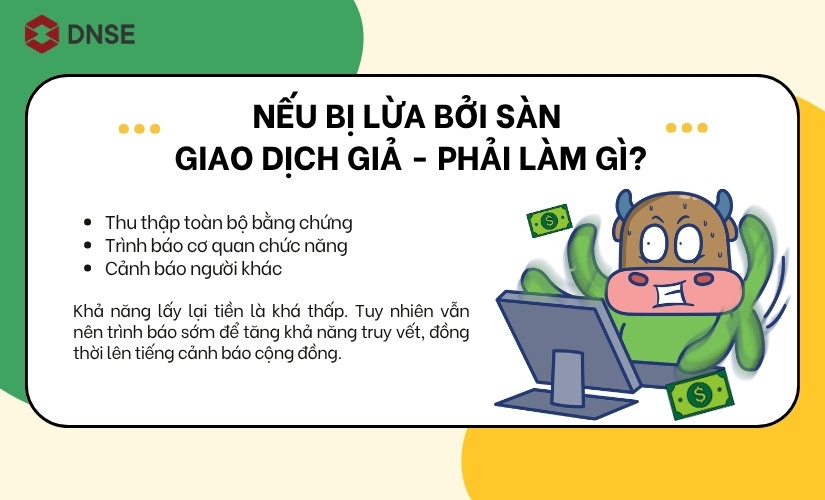 Hành động khi bị lừa bởi sàn giao dịch giả là gì?