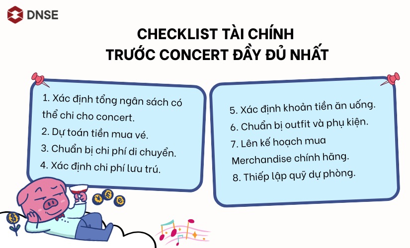 Checklist tài chính trước concert đầy đủ nhất